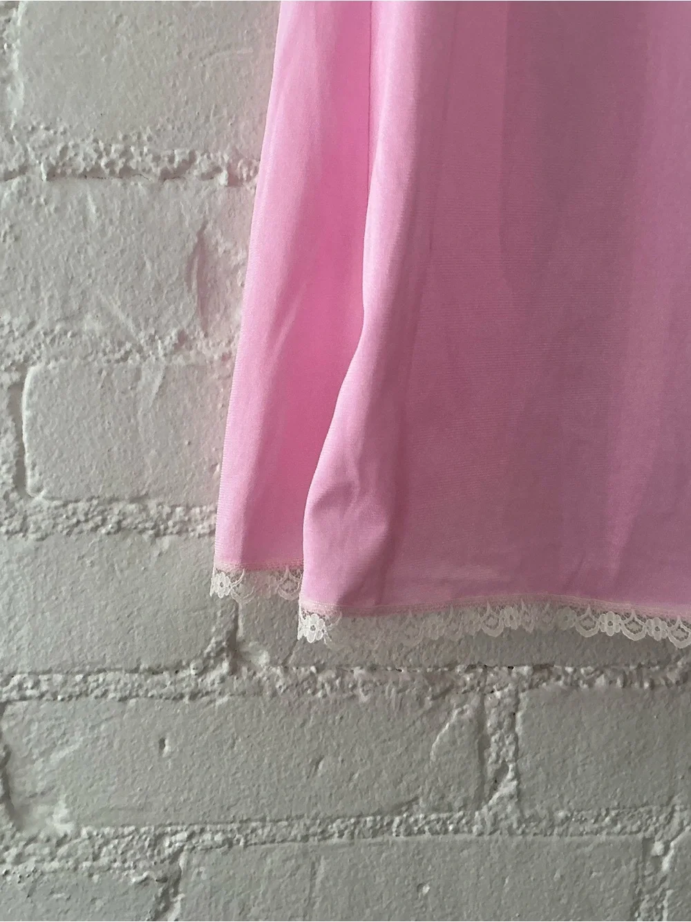 Vintage Sliperfection Pink Lace Trim Half Slip Nylon Skirt Feminine Romantic L - Picture 6 of 9
